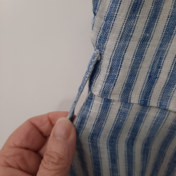 Faherty Margaux Linen Midi Dress Seaside Blue Low Tide Stripe Womens Size S New - Picture 6 of 11